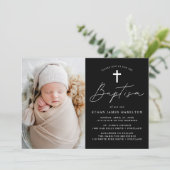 Modern Zwart-wit Script Fotodoop Kaart (Staand voorkant)