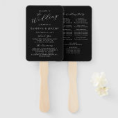 Modern zwart-wit script huwelijksprogramma handwaaier (Voorkant en achterkant)