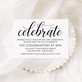 Modern Zwart-wit Script Huwelijksreceptie Informatiekaartje