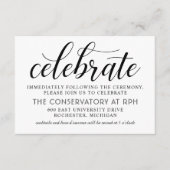 Modern Zwart-wit Script Huwelijksreceptie Informatiekaartje (Voorkant)