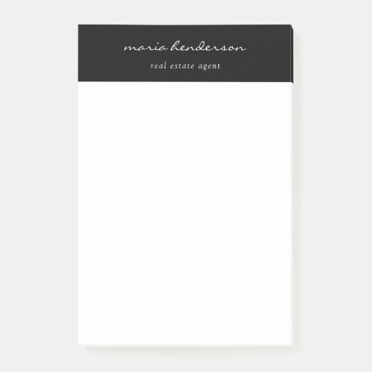 Modern zwart wit script kalligrafie monogram post-it® notes (Voorkant)