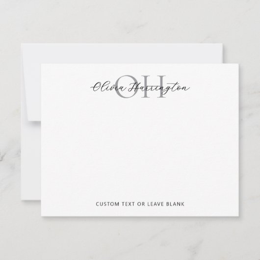 Modern zwart-wit script klassieke typografie notitiekaartje (Voorkant)