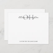 Modern zwart-wit script klassieke typografie notitiekaartje (Voorkant / Achterkant)