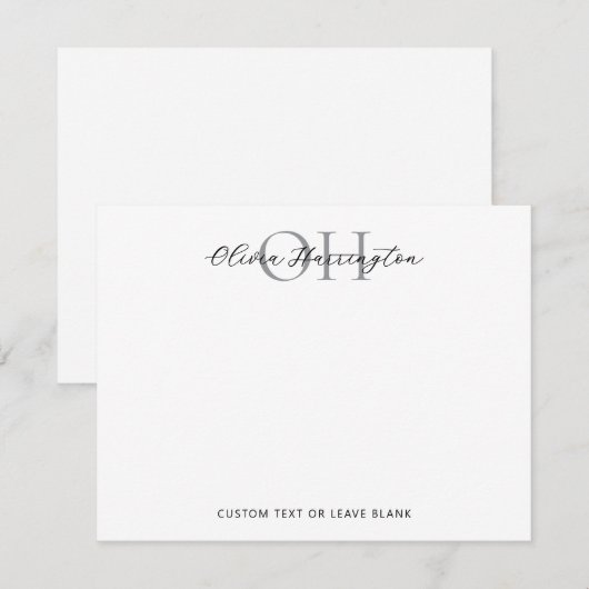 Modern zwart-wit script klassieke typografie notitiekaartje (Voorkant / Achterkant)