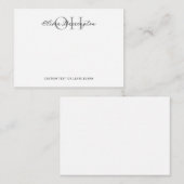 Modern zwart-wit script klassieke typografie notitiekaartje (Voorkant / Achterkant)