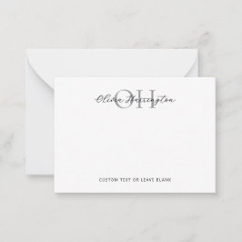 Modern zwart-wit script klassieke typografie notitiekaartje