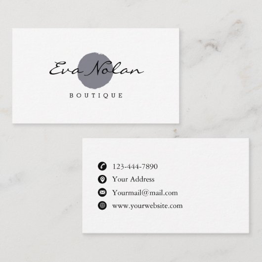 Modern Zwart-wit Script Logo Boutique Visitekaartje (Voorkant / Achterkant)