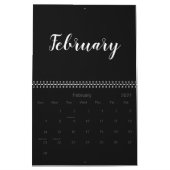 Modern zwart wit script maand minimalistisch aange kalender (Feb 2027)