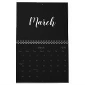 Modern zwart wit script maand minimalistisch aange kalender (Mar 2026)
