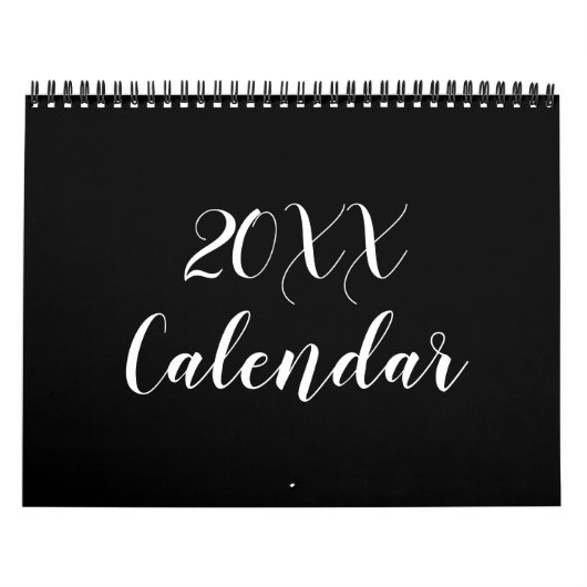 Modern zwart wit script maand minimalistisch aange kalender (Hoes)