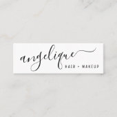 Modern zwart-wit script make-up haar trendy mini visitekaartje (Voorkant)