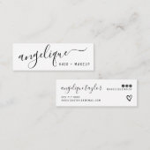 Modern zwart-wit script make-up haar trendy mini visitekaartje (Voorkant / Achterkant)