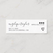 Modern zwart-wit script make-up haar trendy mini visitekaartje (Achterkant)