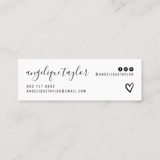 Modern zwart-wit script make-up haar trendy mini visitekaartje (Achterkant)