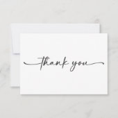 Modern Zwart Wit Script Minimale bruiloft Bedankkaart (Voorkant)