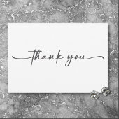 Modern Zwart Wit Script Minimale bruiloft Bedankkaart