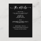 Modern zwart wit script Minimale bruiloft details Informatiekaartje (Voorkant)
