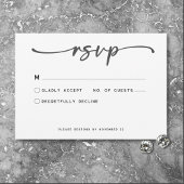 Modern Zwart Wit Script Minimale bruiloft RSVP Kaartje