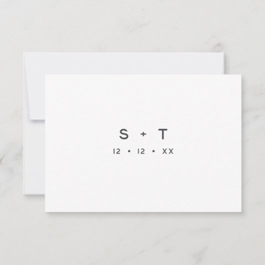 Modern Zwart Wit Script Minimale bruiloft Save The Date (Achterkant)