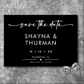 Modern Zwart Wit Script Minimale bruiloft Save The Date