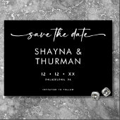 Modern Zwart Wit Script Minimale bruiloft Save The Date