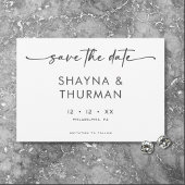 Modern Zwart Wit Script Minimale bruiloft Save The Date
