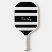 Modern Zwart-wit Script Naam Pickleball Paddle (Voorkant)