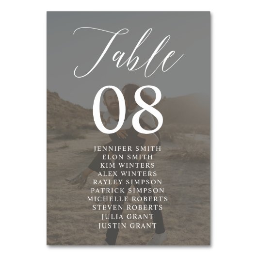 Modern zwart wit script namen foto's bruiloft kaart (Voorkant)