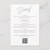 Modern zwart-wit script QR code bruiloft Informatiekaartje (Voorkant)