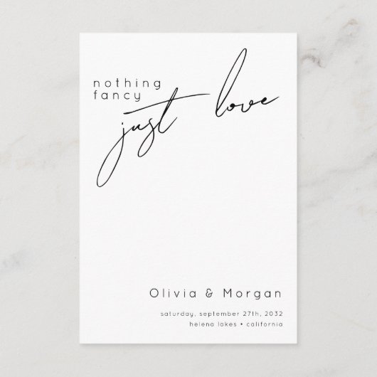 Modern zwart-wit script QR code bruiloft Informatiekaartje (Achterkant)