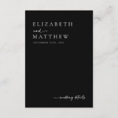 Modern zwart-wit script QR code bruiloft Informatiekaartje (Achterkant)