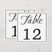 Modern Zwart & Wit Script Tafelnummer Kaarten (Voorkant / Achterkant)