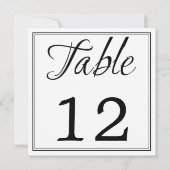 Modern Zwart & Wit Script Tafelnummer Kaarten (Achterkant)