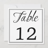 Modern Zwart & Wit Script Tafelnummer Kaarten (Voorkant)