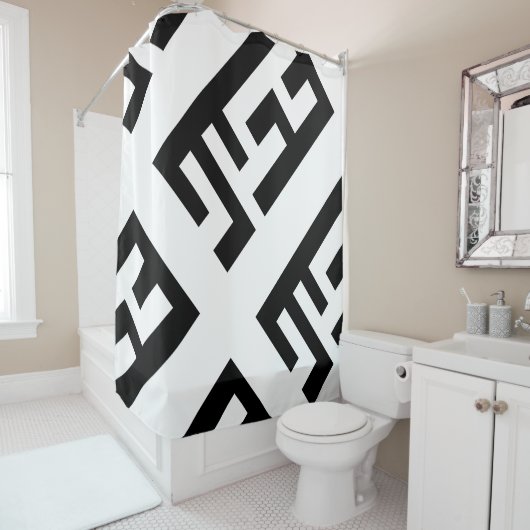 Modern zwart-wit showgordijn 2 douchegordijn (In situ)