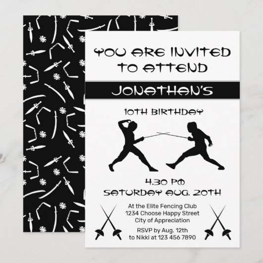 Modern Zwart-wit Silhouet Schermen Party Kaart (Voorkant / Achterkant)