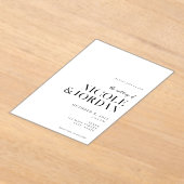 Modern zwart-wit Simple Chic Wedding Acryl Uitnodigingen (Laagn)