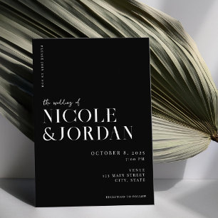 Modern zwart-wit Simple Chic Wedding Kaart