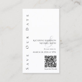 Modern Zwart-wit-Sla de Date-QR code op- Visitekaartje