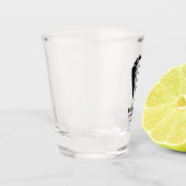 Modern zwart-wit smoking bruidsjonker cadeau shot glas (Links)