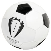Modern zwart-wit smoking bruidsjonker cadeau voetbal (Drie kwart)