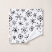 Modern Zwart Wit Sneeuwvlokken Bessen Ginger Brood Bad Handdoek (Wasdoekje)