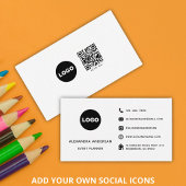 Modern Zwart Wit Social Media QR Code Logo Visitekaartje