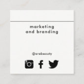 Modern zwart-wit | Sociale netwerken in de media Vierkante Visitekaartje (Achterkant)