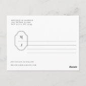 Modern zwart-wit sparen de Datum Monogram Crest Briefkaart (Achterkant)