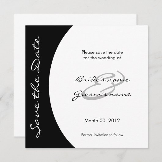 Modern zwart-wit sparen de Kaarten van de Datum (Voorkant / Achterkant)