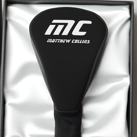 Modern Zwart-wit Sport Eenvoudig Cool Monogram Golfheadcover