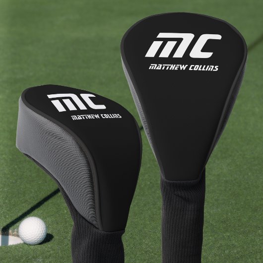 Modern Zwart-wit Sport Eenvoudig Cool Monogram Golfheadcover