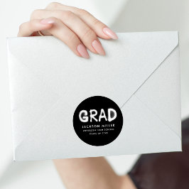 Modern zwart-wit spuitverf Afstuderen Ronde Sticker