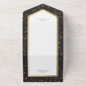 Modern Zwart & Wit Sterrengoud Geen Diner All In One Uitnodiging (Buitenkant)